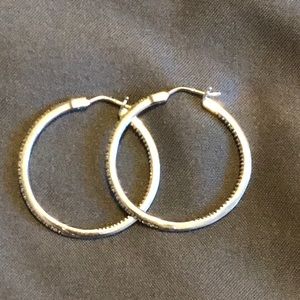 Silver diamond hoops